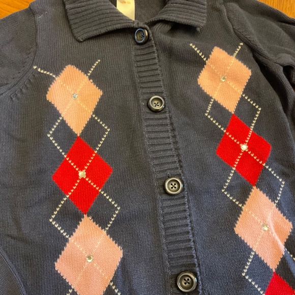 GYMBOREE girls buttoned argyle sweater - Picture 4 of 5